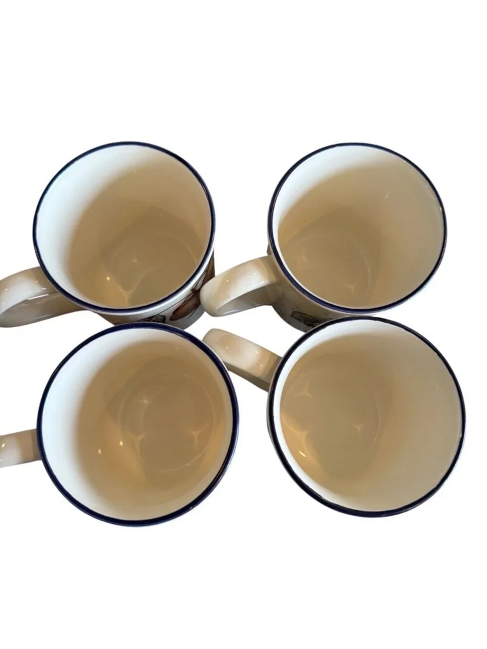 Pier 1 Autumn Fayre Macintosh Apple Mugs Set of 4 Staffordshire Fall EUC